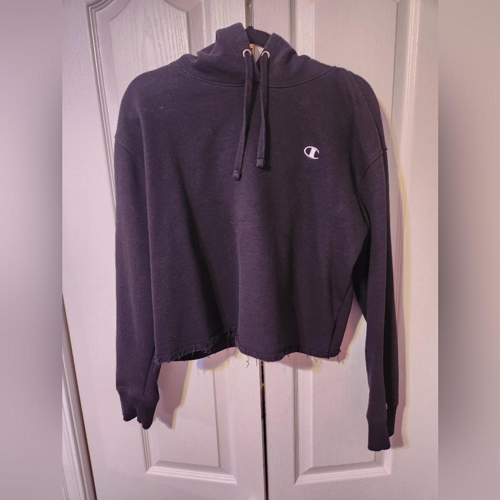 black cropped champion hoodie
